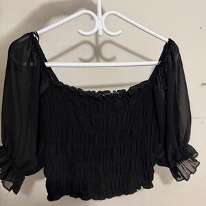 Garage Elegant Black Ruffled Blouse